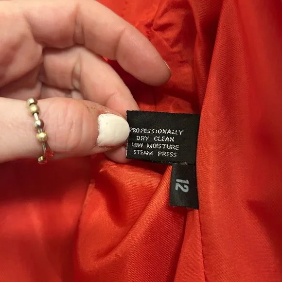 VTG Giorgio Sant' Angelo Women's 100% Wool RED Blazer One Button Silver Size 12 - Picture 5 of 10